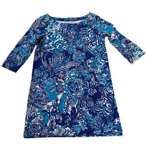 Lilly Pulitzer Blue Mini Sophie UPF50+ Straight Dress Kid's Girl Size S | 55-53